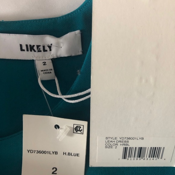 NWT Likely Leah Dress Green/Blue Sz 2 - Picture 4 of 7